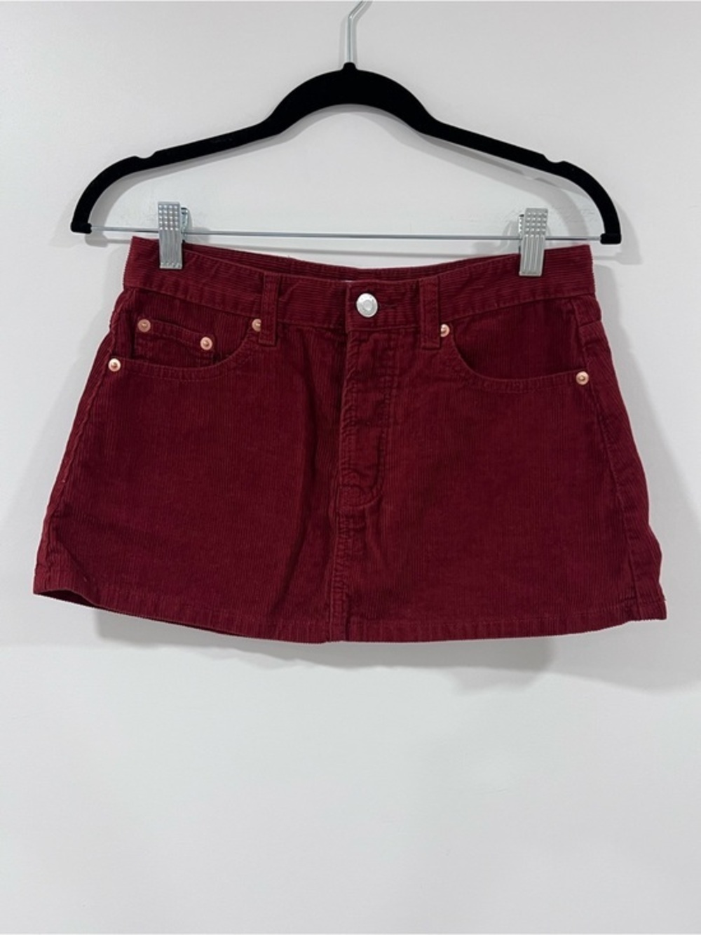 Parke Corduroy Mini Skirt in Wine Red